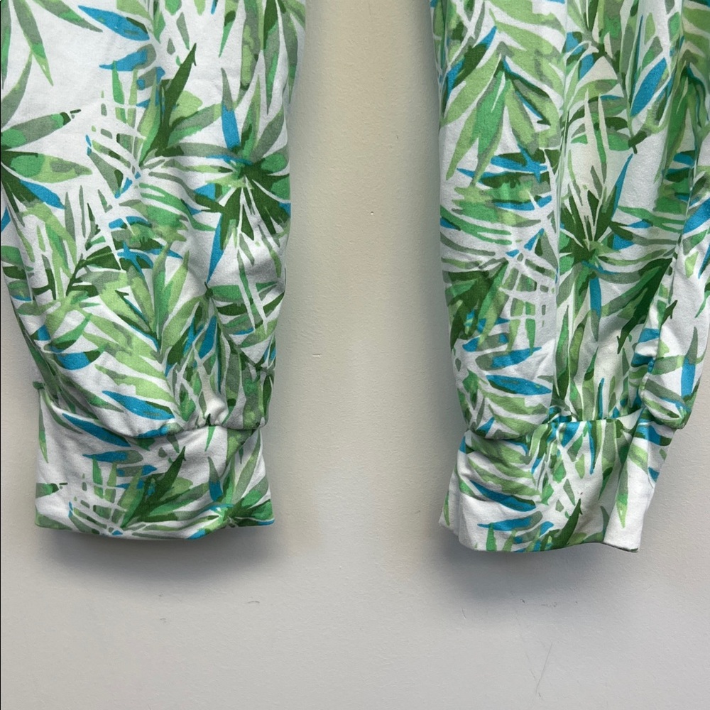 Cynthia Rowley Tropical Palm Leaves Green White and Blue Pajama set Size M - Picture 6 of 16